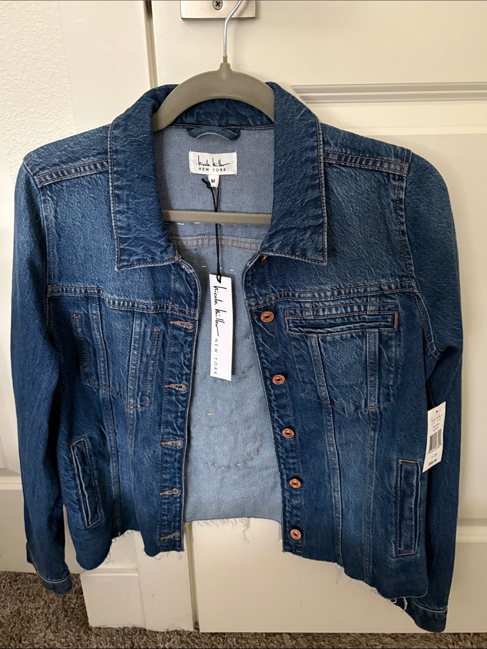 Nicole Miller Upcycled Dark Blue Denim Jean Jacket